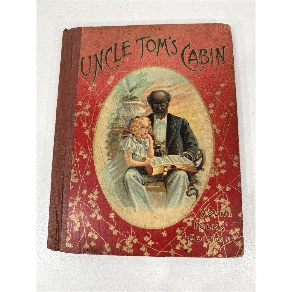 Rare Red Cover Uncle Tom's Cabin Young folks edition Antique Book